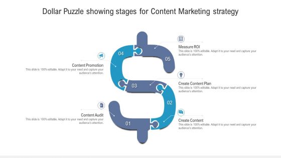 Dollar Puzzle Showing Stages For Content Marketing Strategy Ppt PowerPoint Presentation Gallery Model PDF