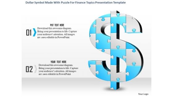 Dollar Symbol Made With Puzzle For Finance Topics Presentation Template