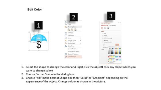 Dollar Symbol Under Umbrella With Icons Powerpoint Templates