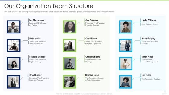 Donors Capital Financing Our Organization Team Structure Themes PDF