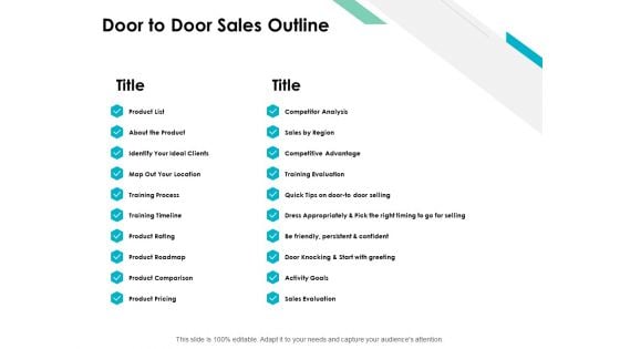 Door To Door Sales Outline Ppt PowerPoint Presentation Styles Portfolio