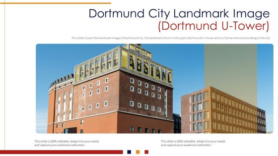 Dortmund City Landmark Image Dortmund U Tower PowerPoint Presentation PPT Template PDF