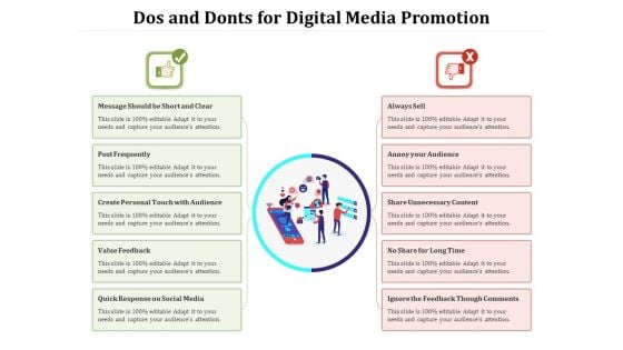 Dos And Donts For Digital Media Promotion Ppt PowerPoint Presentation Icon Example File PDF