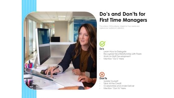 Dos And Donts For First Time Managers Ppt PowerPoint Presentation Ideas Mockup PDF