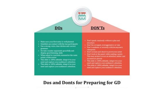 Dos And Donts For Preparing For GD Ppt PowerPoint Presentation Gallery Example Topics PDF