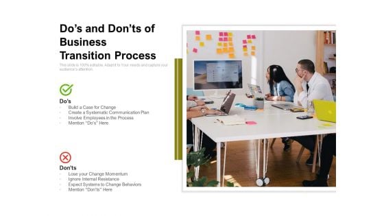 Dos And Donts Of Business Transition Process Ppt PowerPoint Presentation Slides Portrait PDF