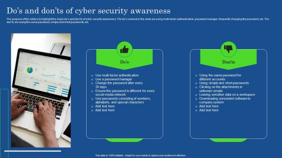 Dos And Donts Of Cyber Security Awareness Professional PDF