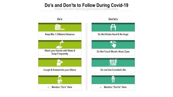 Dos And Donts To Follow During Covid 19 Ppt PowerPoint Presentation Inspiration Graphic Images PDF