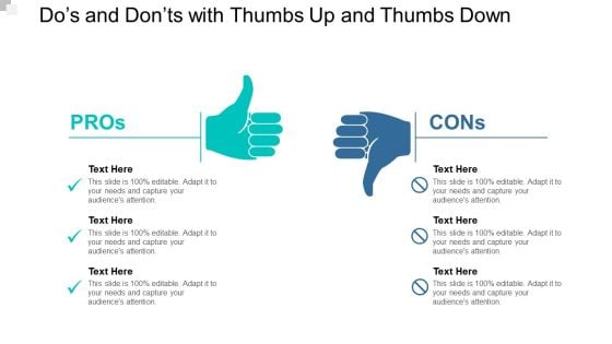 Dos And Donts With Thumbs Up And Thumbs Down Ppt Powerpoint Presentation Icon Format Ideas