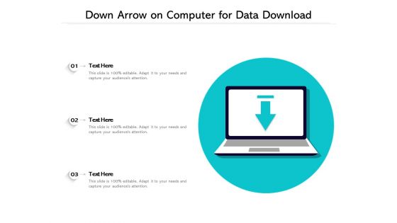 Down Arrow On Computer For Data Download Ppt PowerPoint Presentation Gallery Layout PDF