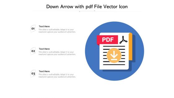 Down Arrow With Pdf File Vector Icon Ppt PowerPoint Presentation Icon Gallery PDF