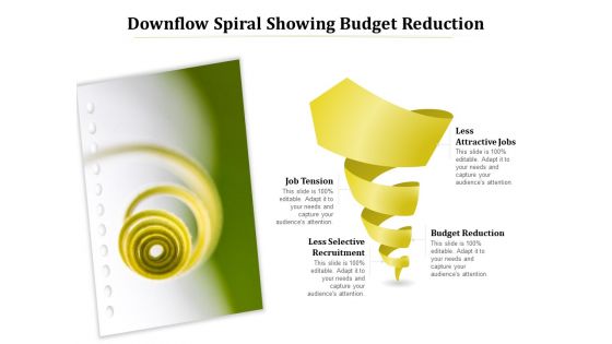 Downflow Spiral Showing Budget Reduction Ppt PowerPoint Presentation File Background Designs PDF