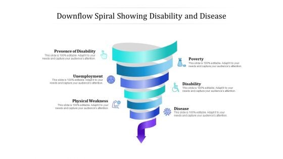 Downflow Spiral Showing Disability And Disease Ppt PowerPoint Presentation Gallery PDF