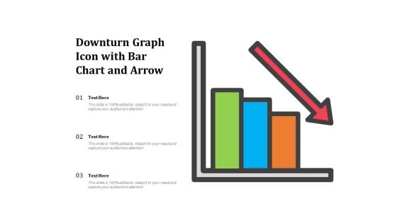 Downturn Graph Icon With Bar Chart And Arrow Ppt PowerPoint Presentation Slides Design Templates PDF