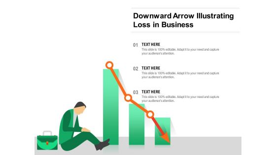 Downward Arrow Illustrating Loss In Business Ppt PowerPoint Presentation Layouts Show PDF