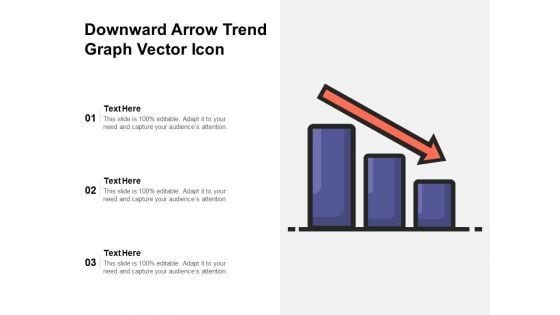 Downward Arrow Trend Graph Vector Icon Ppt PowerPoint Presentation Pictures PDF