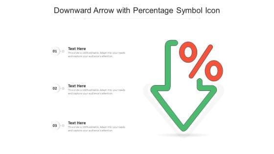 Downward Arrow With Percentage Symbol Icon Ppt PowerPoint Presentation File Inspiration PDF
