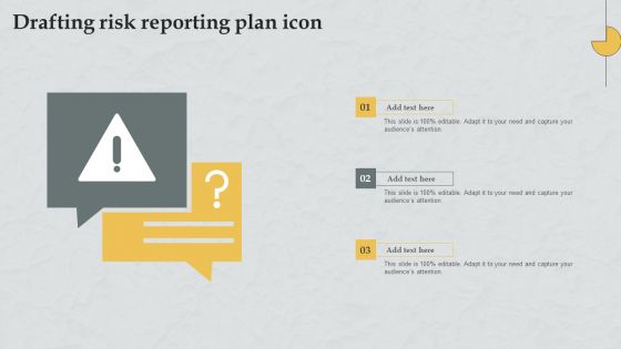 Drafting Risk Reporting Plan Icon Elements PDF