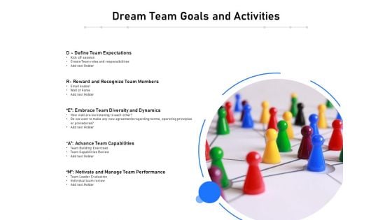 Dream Team Goals And Activities Ppt PowerPoint Presentation Gallery Rules PDF