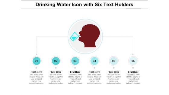 Drinking Water Icon With Six Text Holders Ppt PowerPoint Presentation File Tips PDF