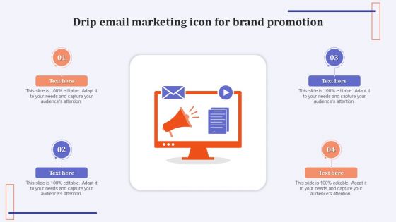 Drip Email Marketing Icon For Brand Promotion Elements PDF