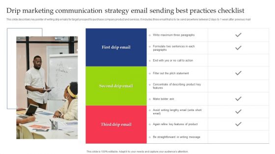 Drip Marketing Communication Strategy Email Sending Best Practices Checklist Infographics PDF