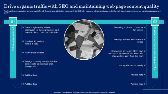 Drive Organic Traffic With SEO And Maintaining Web Page Content Quality Pictures PDF