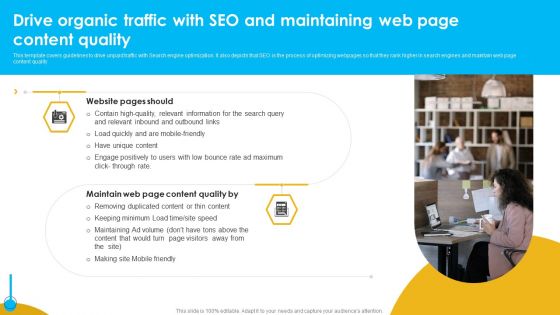 Drive Organic Traffic With Seo And Maintaining Web Page Content Quality Template PDF