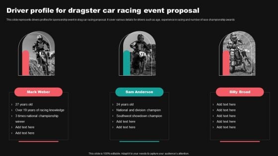 Driver Profile For Dragster Car Racing Event Proposal Ppt Inspiration Graphic Images PDF Driver Profile For Dragster Car Racing Event Proposal Ppt Inspiration Graphic Images PDF
