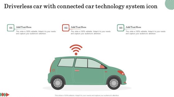 Driverless Car With Connected Car Technology System Icon Template PDF