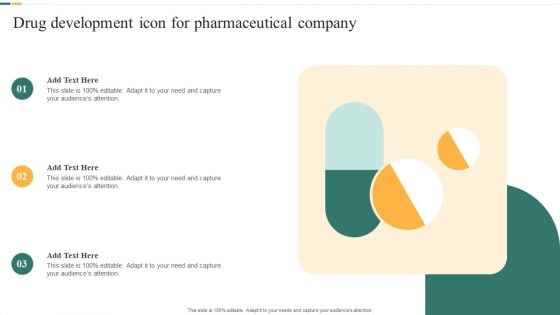 Drug Development Icon For Pharmaceutical Company Ideas PDF