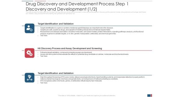 Drug Discovery And Development Process Step 1 Discovery And Development Target Graphics PDF