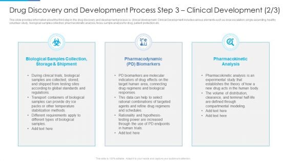 Drug Discovery And Development Process Step 3 Clinical Development Storage Slides PDF