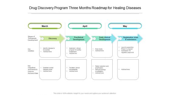 Drug Discovery Program Three Months Roadmap For Healing Diseases Formats