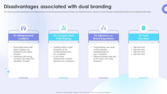 Dual Branding Campaign To Boost Sales Of Product Or Services Disadvantages Associated With Dual Branding Introduction PDF