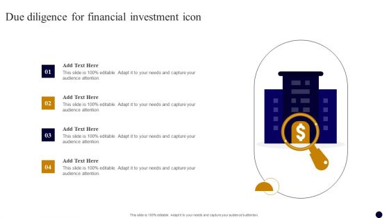 Due Diligence For Financial Investment Icon Background PDF