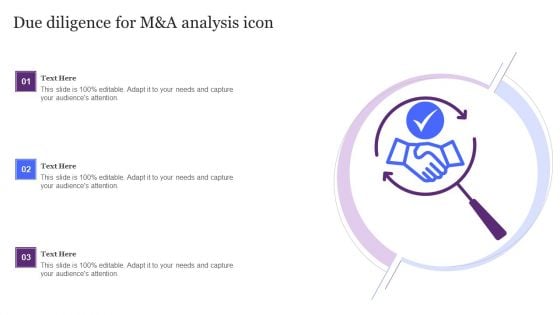 Due Diligence For M And A Analysis Icon Ppt Inspiration Graphic Images PDF