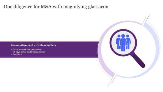 Due Diligence For M And A With Magnifying Glass Icon Ppt Visual Aids Infographics PDF