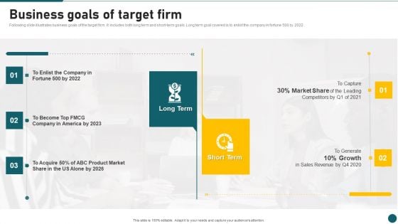 Due Diligence In Amalgamation And Acquisition Business Goals Of Target Firm Mockup PDF