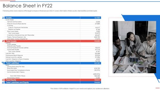 Due Diligence Process In Merger And Acquisition Agreement Balance Sheet In FY22 Clipart PDF