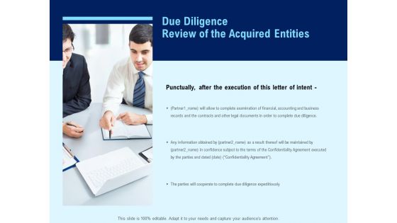 Due Diligence Review Of The Acquired Entities Ppt PowerPoint Presentation Ideas Slide Download