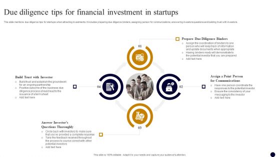 Due Diligence Tips For Financial Investment In Startups Structure PDF