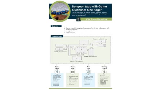 Dungeon Map With Game Guidelines One Pager PDF Document PPT Template