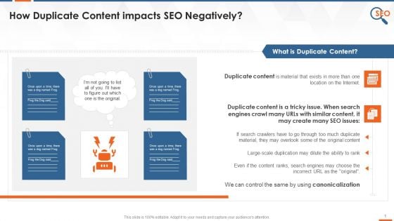 Duplicate Content And Canonical Tag In SEO Training Ppt