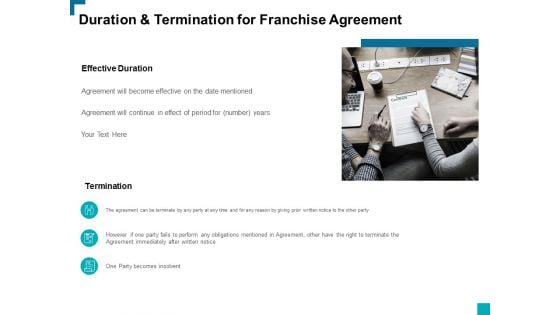 Duration And Termination For Franchise Agreement Ppt PowerPoint Presentation Deck