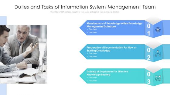 Duties And Tasks Of Information System Management Team Infographics PDF