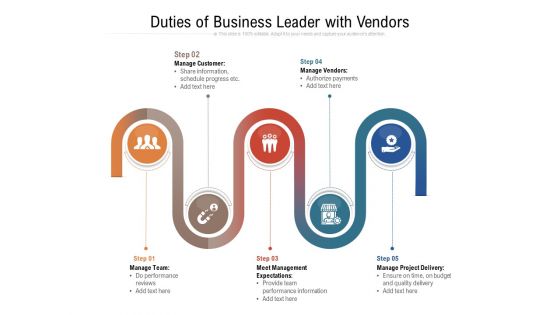 Duties Of Business Leader With Vendors Ppt PowerPoint Presentation Gallery Designs Download PDF