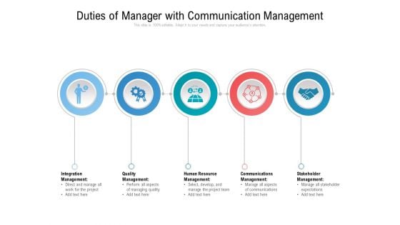 Duties Of Manager With Communication Management Ppt PowerPoint Presentation File Objects PDF