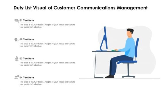 Duty List Visual Of Customer Communications Management Ppt PowerPoint Presentation Slides Brochure PDF Duty List Visual Of Customer Communications Management Ppt PowerPoint Presentation Slides Brochure PDF