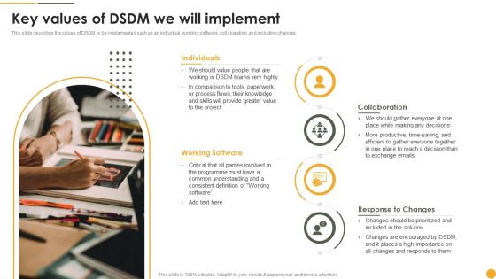 Dynamic Systems Development Approach Key Values Of DSDM We Will Implement Icons PDF